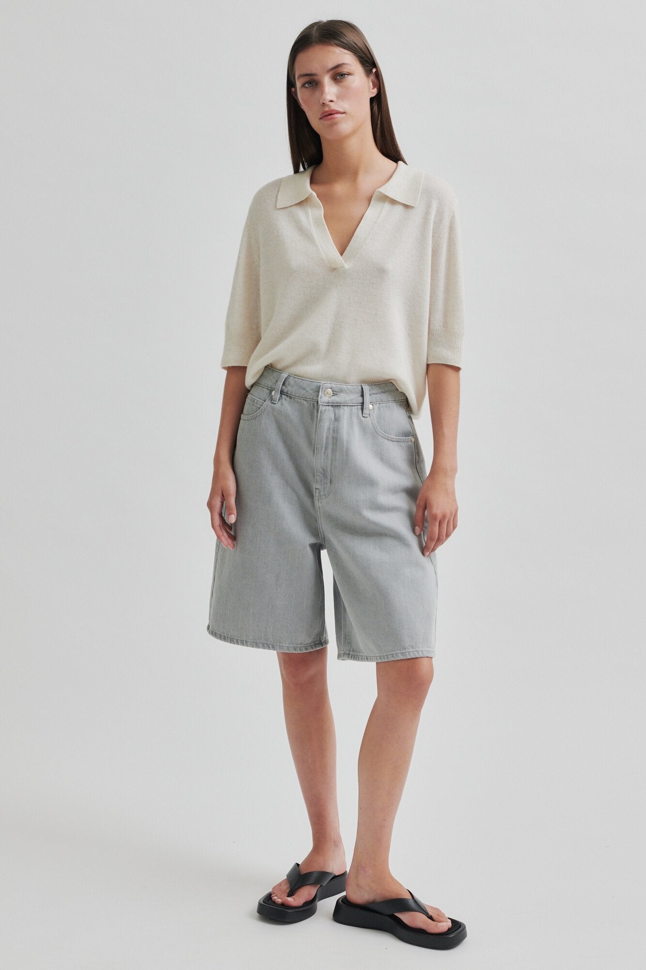Esso Bermuda Shorts - Light Grey Denim